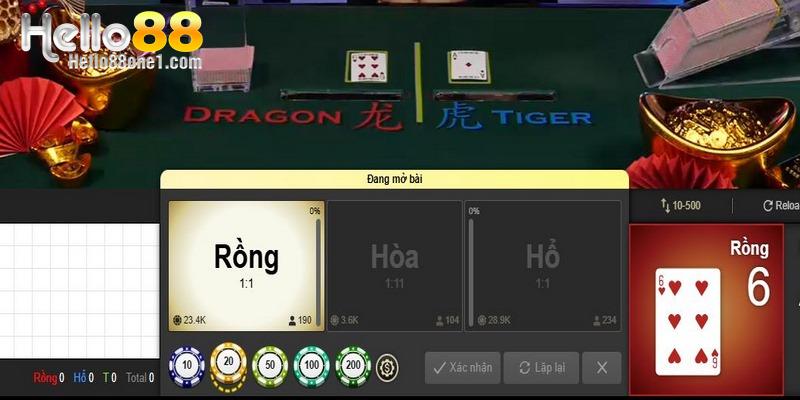 Cập nhật hệ số thưởng từng cửa trong Rồng hổ Hello88 chi tiết